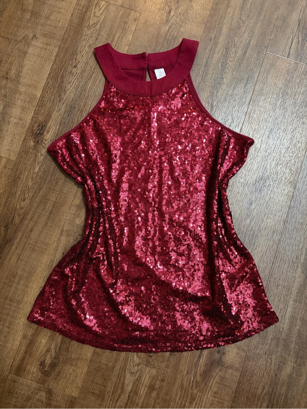 No Boundaries Burgundy Sequin Halter Camisole
